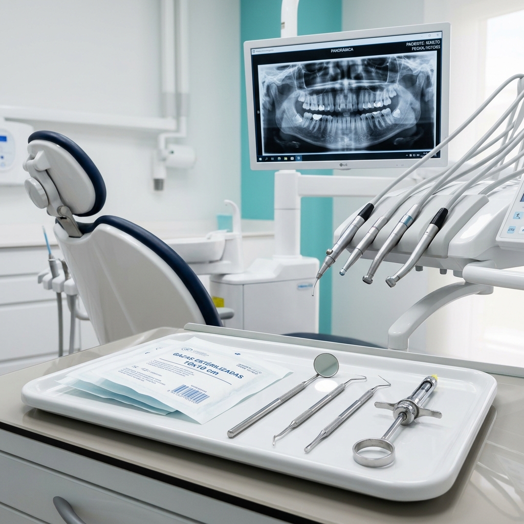 Kit de primeros auxilios dentales y radiografías